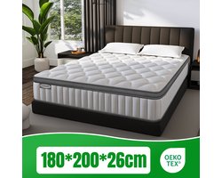 Aiidoits Matras 180x200 - matras 26cm dik - 7 zones - pocketvering matras - Orthopedisch - OEKO-TEX Gecertificeerd - 10 Lagen Hoogwaardige Materialen - Anti-Allergische - Tweepersoonsmatrassen - medium - Voor Kinderen en Volwassenen