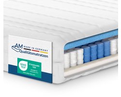 AM Qualitätsmatratzen 7-zone pocketveringmatras 200 x 200 cm H2 - Made in Germany - Ergonomisch matras met wasbare hoes - OEKO TEX - Verende matras 21cm hoog
