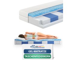 AM Qualitätsmatratzen - Premium gelschuim matras 160x200cm - Gemiddeld (H3) - 10000 veren - Pocketveringmatras gelschuim 160 x 200-6 cm gelschuim deklaag - 24cm hoogte - Made in Germany