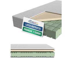 AM Qualitätsmatratzen - Premium latex matras 180x200cm - Zacht (H2) - Hoogwaardig matras met 4cm latex deklaag - 23cm hoogte - Made in Germany