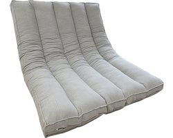 Bananair - Futon matras - Afneembare hoes - Futon bed - Vloermatras - Logeerbed Tweepersoons - Ribfluweel - 140x190 cm - Lichtgrijs