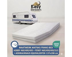EasyBedden® Matras Fransbed opmaat caravan matras Pluto 137x198 Koudschuim HR55 circa 14 cm