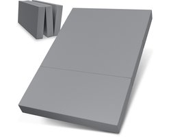 ELONEO Opvouwbaar Matras - 3-Delig Vouwmatras, Extra Dik 15 cm Schuim, Wasbaar en Draagbaar Logeermatras voor Volwassenen, Tweepersoonsbed (Grijs, 160 x 195 x 15 cm)