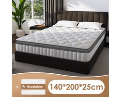 Fuksterm Matras 140x200-25cm dik-Tweepersoonsmatrassen-7 zones-Anti-Allergische- Pocketvering Matras met 9-laags Composietstructuur