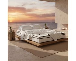 Matras 140x190 cm - ADFBL - Hybride Pocketveringmatras 25 cm Dik - 9-Zone Ergonomisch - Medium-Stevig H3 - Ademend met 3D-Mesh - Stil - Oprolbaar