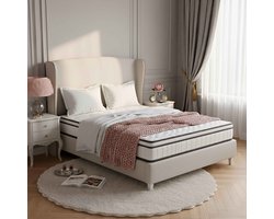 Matras 140x200 cm - ADFBL - Hybride Pocketveringmatras 25 cm Dik - 9-Zone Ergonomisch - Medium-Stevig H3 - Ademend met 3D-Mesh - Stil - Oprolbaar