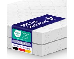 Matras 180 x 200 cm - Hoogte 21cm - Pocketvering matras 180x200 met 7 zones - Ergonomisch - stevig - Matras 180x200 Tweepersoons - Ademende Matrassen 180 x 200 Koudschuim matras geveerd