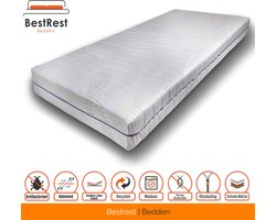 Pocketvering Matras Traagschuim - Matras Traagschuim - 25cm dik - Cooltouch Ventilerende tijk - Afdeklaag Traagschuim - 140x200cm