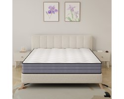 Re-purelife® Taschenfederkern Matratze 140x200 H3 (Stevig) - 7 Zonen Matratze 20 cm - Meer dan 1000 individuele veren - Boxspring Gefühl - Comfortabele foam toplaag - Wit-Grijs - Oeko-Tex gecertificeerd