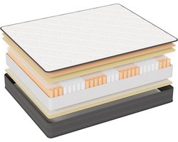 ROYGBlV Pocketveringmatras 140x190 cm Tweepersoons - 22 cm Hoog - 7-Zones Ondersteuning - H4 Stevig - Hypoallergeen