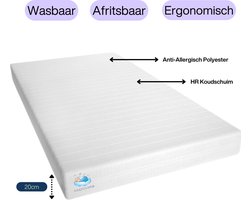 CozyCloud® Luxe HR Koudschuim Matras 120x200 cm - 20 cm Hoog - Ondersteunend - Ergonomisch Drukverlagend - Antiallergisch & Wasbaar