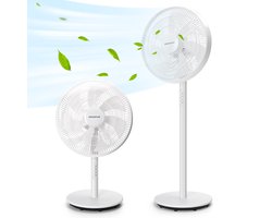 Aigostar Statiefventilator Brisk - Staande ventilator- Stille Werking -3 Snelheden-in Hoogte Verstelbaar-7 bladen-45W-Wit