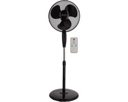 BRASQ Statiefventilator – 40 cm – Zwart – Met Afstandsbediening - Timer - Slaapmodus - In hoogte verstelbaar – Stille Ventilator - 40 Watt