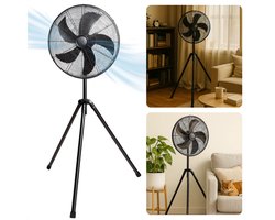 Cheqo® Luxe Driepoot Statiefventilator - Ventilator - Fan - Airco Alternatief - Zilver - Oscillerend & Verstelbaar - Voor Woon- en Slaapkamer