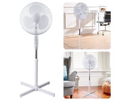 Cheqo® Staande Ventilator - Fan - Statiefventilator - Luchtkoeler - 40cm - 45W - 3 Snelheden - Verstelbaar - Draaifunctie - 140cm Snoerlengte