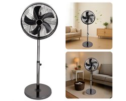 Cheqo® Ventilator Staand - Statiefventilator Zilver - Staande Ventilator - 40 cm - In Hoogte Verstelbaar - Oscillerend