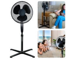 Cheqo® Ventilator - Statief Ventilator - Airco Alternatief - Fan - Statiefventilator 40cm - Zwart 45W - Verstelbaar voor Koelcomfort - 230V