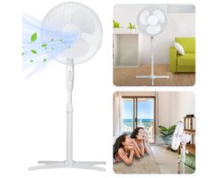 Cheqo® Ventilator - Statiefventilator - Koelventilator Woonkamer - 45W Verstelbaar - Airco Alternatief - Wit Design - Inclusief EBOOK