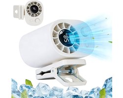 Draagbare, stille clipventilator, autoventilator, met led-display, 360 graden draaibaar, snelladen, compact en lichtgewicht, geschikt voor reizen, fitness en andere gelegenheden (wit).
