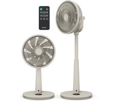 Duux Whisper 3 Statiefventilator - Zuinige Ventilator met 26 snelheden, Timer en Nachtmodus - In hoogte verstelbaar (73-95cm) - Horizontale + verticale oscillatie - Greige
