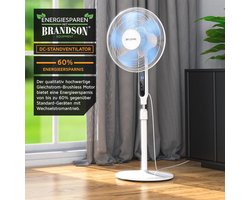 Energiebesparende DC Staande Ventilator met Afstandsbediening - Stille Motor - Timer & 9 Standen - Turbo-modus - Wit