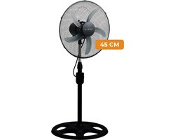 Evolar Statiefventilator XL - 45 cm / 18 Inch - Ventilator Staand 50W - 3 Standen - Rotatiefunctie - EVO-18MSFBL