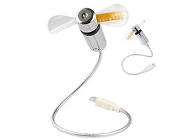 Gigicial USB LED-klokventilator - Temperatuurweergaveventilator - Draagbare mini-USB-koelventilator met flexibele zwanenhalsbuis en temperatuurklok - 1 stuk - Wit