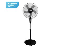 Golermo Staande Ventilator Zwart – Stil & Krachtig – 3 Snelheden – Oscillerend – Verstelbaar tot 125 cm – Voor Thuis, Kantoor of Werkplaats