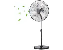 Industriële Staande Ventilator - 57 cm Vloerventilator - 90° Oscillerend - In Hoogte Verstelbaar - 3 Snelheden - Voor Werkplaats/Magazijn - Zwart