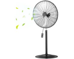 Industriële ventilator - Staande vloerventilator - 81 cm diameter - Oscillerend 85° - In hoogte verstelbaar - 3 snelheden - Voor werkplaats & magazijn - Zwart