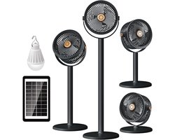 Intrekbare staande circulatieventilator op zonne-energie, USB voeding, krachtige luchtstroom, 3-in-1 multifunctioneel, voor thuisgebruik en buiten kamperen