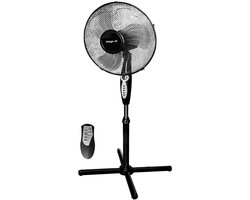Mega-M Professionele Statiefventilator - Ø 40 cm - Met Afstandsbediening - 3 Snelheden - Timer - Oscillerend - Zwart - Voor Huis en Kantoor
