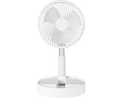 MiShar Draagbare elektrische ventilator - Opvouwbare ventilator - Telescopische vloer ventilator - 7200mah - Kantoor ventilator - Slaapkamer ventilator - Tafel ventilator - Mini ventilator - Statief ventilator - Oplaadbare ventilator - Wit