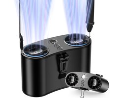 Serolux® - Ventilator - Draagbare USB Tailleventilator – Camping lamp - Poerbank - SOS-modus - 3 verlichtingsstanden - 10 inelheden - 25 uur koeling - 20000mAh – Zwart