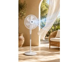 Staande ventilator 6 blaadjes-40cm -50 watt-wit