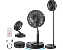Statiefventilator - Vloerventilator - Zomerkoeling - Staande ventilator - Koeling woonkamer - Hittebestrijding - Verstelbare ventilator - Ventilator met afstandsbediening - Stille ventilator - Draaibare ventilatorkop - Verfrissing binnenlucht - Zwart