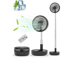 Tafel- En Staande Ventilator - Draagbare Oscillerende Ventilator - Opvouwbare Ventilator Met Afstandsbediening - 4 Snelheden - Accu - USB-Tafelventilator - Voor Slaapkamer - Zwart