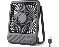 USB-bureauventilator - Mini-bureauventilator - 3 windsnelheden - 180° verstelbaar - Stille werking - Draagbare stille ventilator - Geschikt voor bureaus, thuis en op kantoor - Zwart