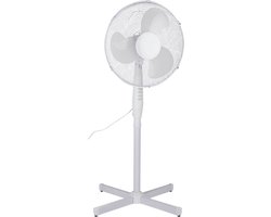 Ventilator staand Wit / Blauw 40 cm - Statiefventilator - 3 standen - In hoogte verstelbaar