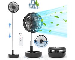 Vitdipy - Statiefventilator - Oscillatiefunctie - 4 Standen - Staande Ventilator - Afstandsbediening - Oplaadbaar - Verstelbaar - Zwart