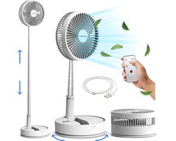 Vulpes Goods® Tech - Ventilator Staand met Afstandsbediening - Tafelventilator 4in1 - Draadloos - Oplaadbaar - Verstelbaar - Ultra Stil - 12dB - Timer - Statiefventilator - Vloerventilator - USB Ventilator - Vloerventilator - PRO Versie