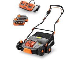 Fuxtec accu-beluchterset 40v Fx-e2ve38set met 2 batterijen en lader, 2-in-1, 38 cm breed