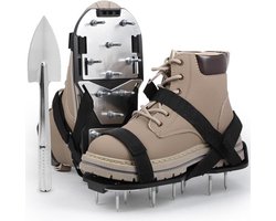 KARZO - Gazonventilatorschoenen met spijkers - zwart - Klittenbandsluiting - Handmatige verticuteermachine - Voor binnenplaats en tuin