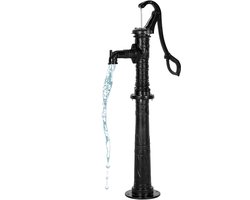 Antieke vintage handpomp - Gietijzeren bronpomp/tuinpomp - Opvoerhoogte 6 m - Verhoogde voet - Aansluiting NPT 3,2 cm - Voor tuin & vijver - Nostalgisch design - Zwart