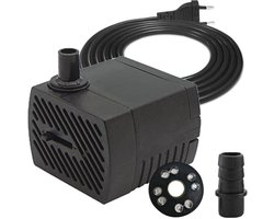 Mini waterpomp 4W voor vijvers en aquaria - 280 l/u, 110V-220V, met 8 LED lampen en 2 mondstukken