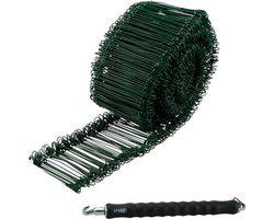 200mm x 1000 stuks - Groen Binddraad - Snelstropper cq drillbinders geplastificeerd - Inclusief Snelstropper PRO Handtrekker - SPERO