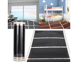 220Watt/m² Vloerverwarming geschikt voor 5㎡ - Infrarood Elektrische vloerverwarming mat - 2,0 x 0,5 m per stuk - Snijd met tussenruimten van 25 cm - Warming voor Laminaatver, Parketver, Caravanver, Camperver - Zwart