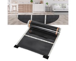 220Watt/m² Vloerverwarming geschikt voor 7㎡ - Infrarood Elektrische vloerverwarming mat - 2,0 x 0,5 m per stuk - Snijd met tussenruimten van 25 cm - Warming voor Laminaatver, Parketver, Caravanver, Camperver - Zwart