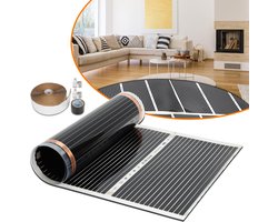 220Watt/m² Vloerverwarming geschikt voor 8㎡ - Infrarood Elektrische vloerverwarming mat - 2,0 x 0,5 m per stuk - Snijd met tussenruimten van 25 cm - Warming voor Laminaatver, Parketver, Caravanver, Camperver - Zwart
