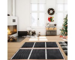 220Watt/m² Vloerverwarming geschikt voor 9㎡ - Infrarood Elektrische vloerverwarming mat - 2,0 x 0,5 m per stuk - Snijd met tussenruimten van 25 cm - Warming voor Laminaatver, Parketver, Caravanver, Camperver - Zwart